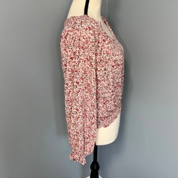 Pink Lily Women’s Pink Floral Crop Blouse Top Sz M - Picture 3 of 5